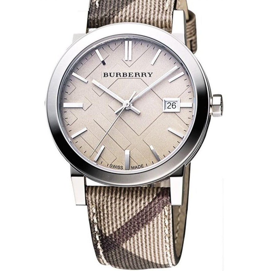Burberry The City Grey Dial Checked Grey Leather Strap Watch for Women - BU9118 Buy Now By Burberry