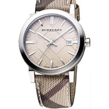 Burberry The City Grey Dial Checked Grey Leather Strap Watch for Women - BU9118 Buy Now By Burberry