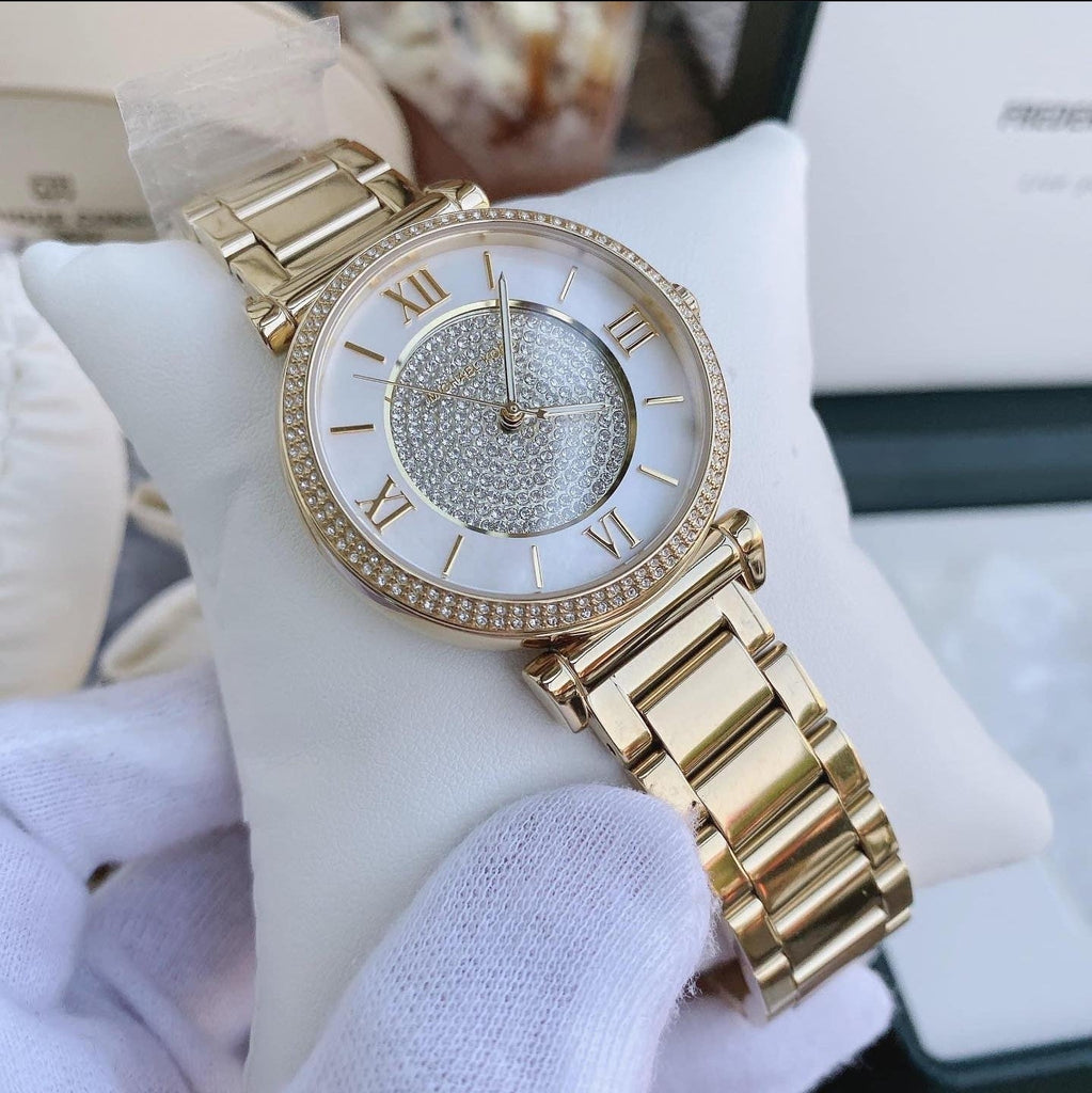 Michael Kors Catlin Mother of Pearl Dial Gold Steel Strap Watch for Women - MK3332 Buy Now By Michael Kors