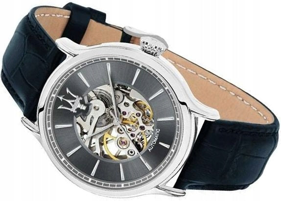 Maserati Epoca Automatic Skeleton Dial Black Leather Strap Watch For Men - R8821118002 Buy Now By Maserati