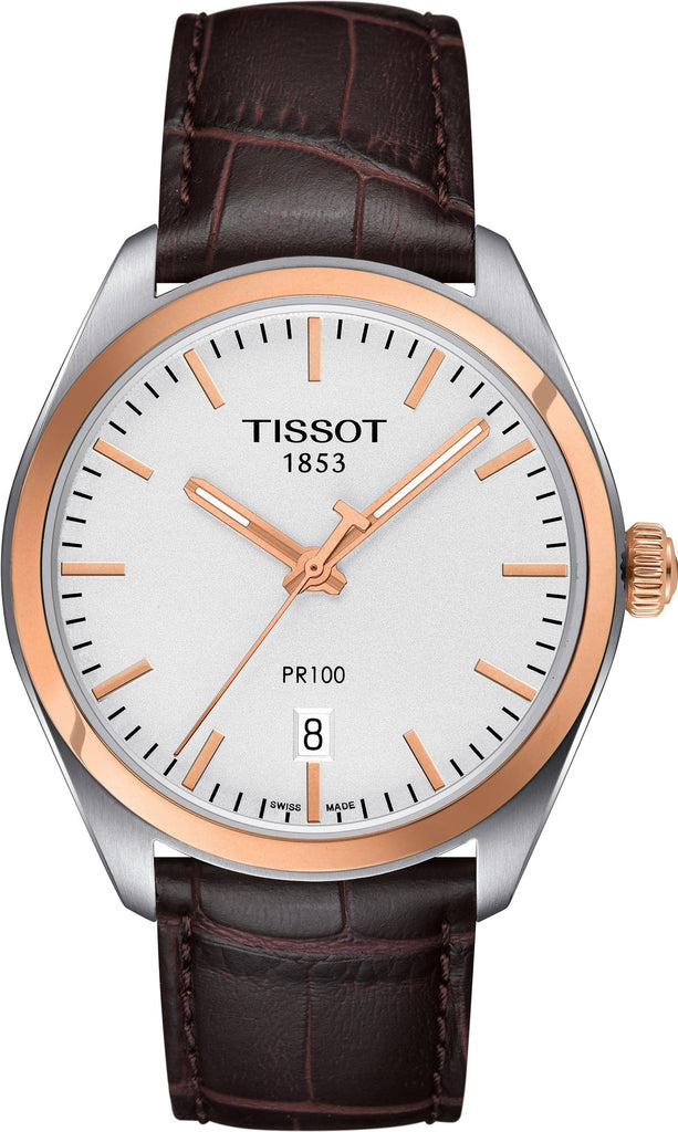 Tissot T Classic PR 100 Quartz White Dial Brown Leather Strap Watch for Men - T101.410.26.031.00 Buy Now By Tissot