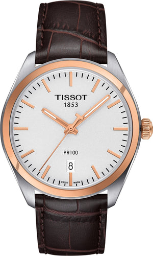 Tissot T Classic PR 100 Quartz White Dial Brown Leather Strap Watch for Men - T101.410.26.031.00 Buy Now By Tissot