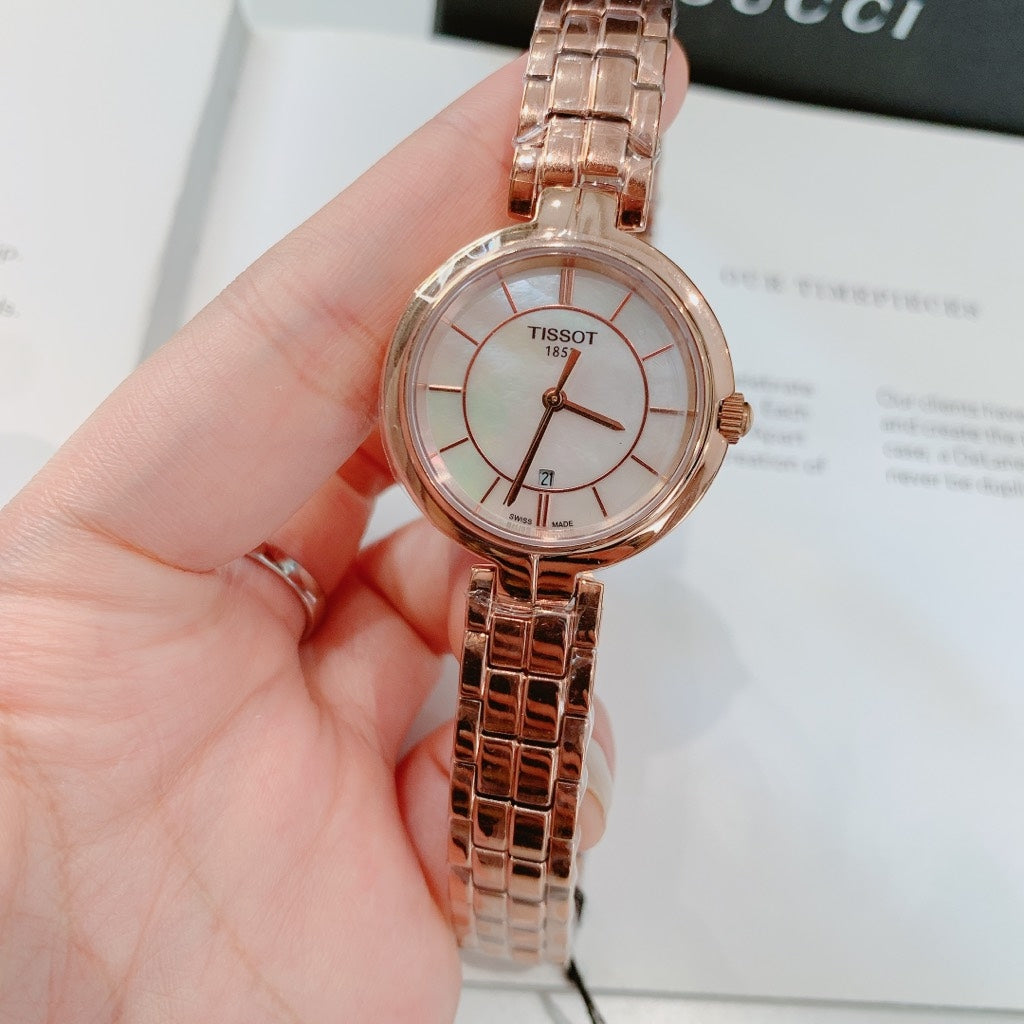 Tissot T Lady Flamingo Mother of Pearl Dial Rose Gold Steel Strap Watch For Women - T094.210.33.111.01 Buy Now By Tissot