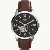 Fossil Townsman Automatic Black Dial Brown Leather Strap Watch for Men - ME3061 Buy Now By Fossil