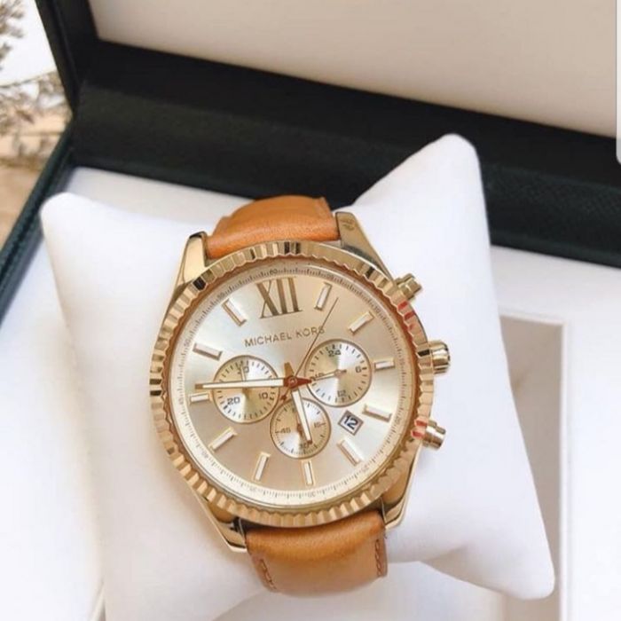 Michael Kors Lexington Chronograph Gold Dial Brown Leather Strap Watch For Men - MK8447 Buy Now By Michael Kors