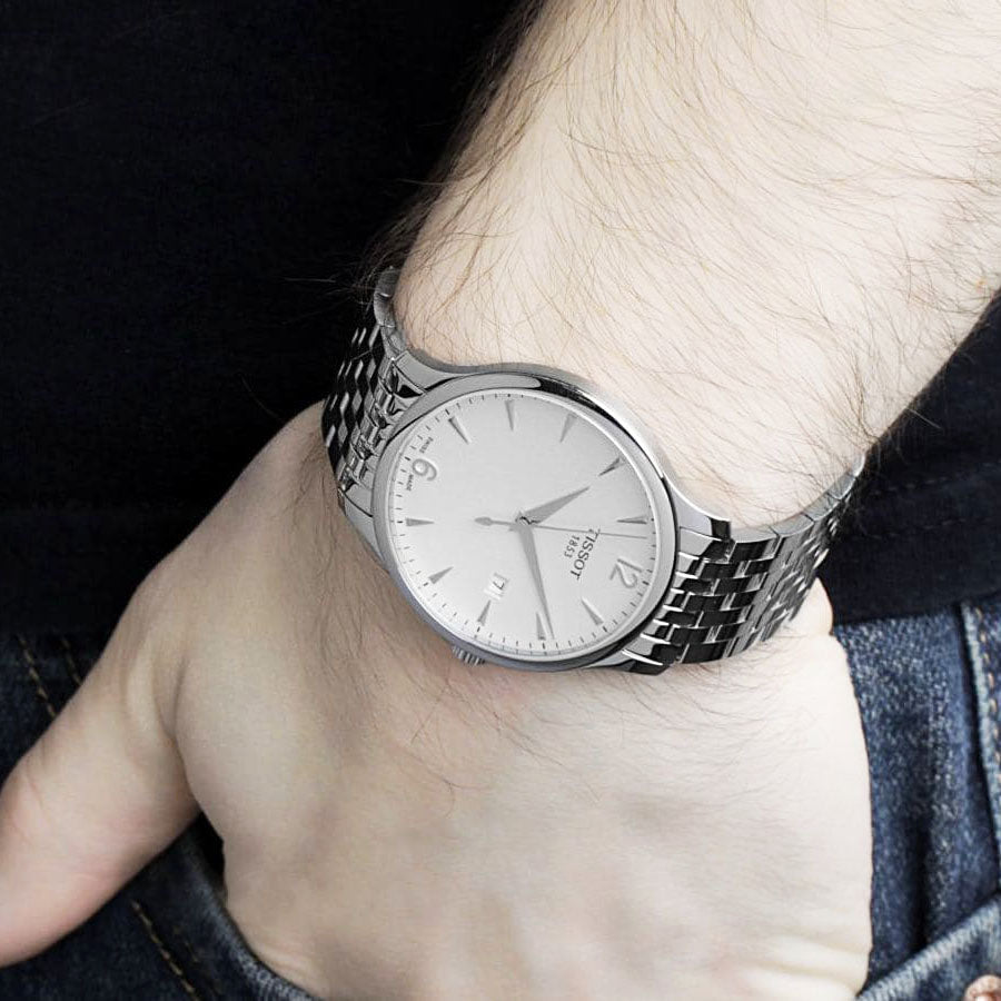 Tissot T Classic Tradition White Dial Silver Steel Strap Watch For Men - T063.610.11.037.00 Buy Now By Tissot
