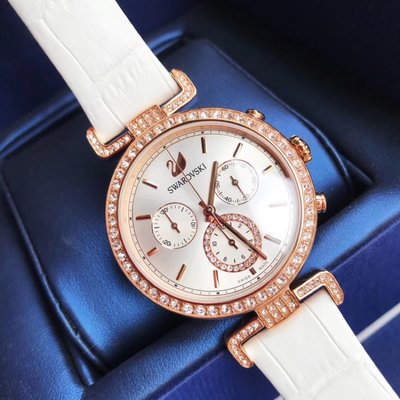 Swarovski Era Journey Silver Dial White Leather Strap Watch for Women - 5295369 Buy Now By Swarovski