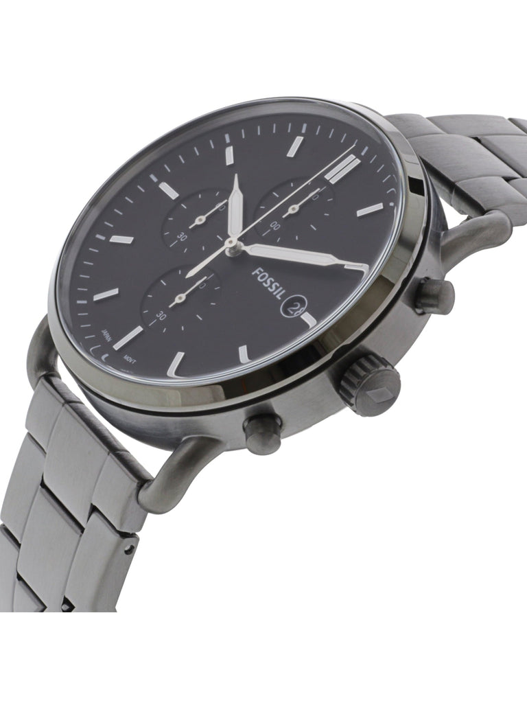 Fossil The Commuter Black Dial Grey Steel Strap Watch for Men - FS5400 Buy Now By Fossil