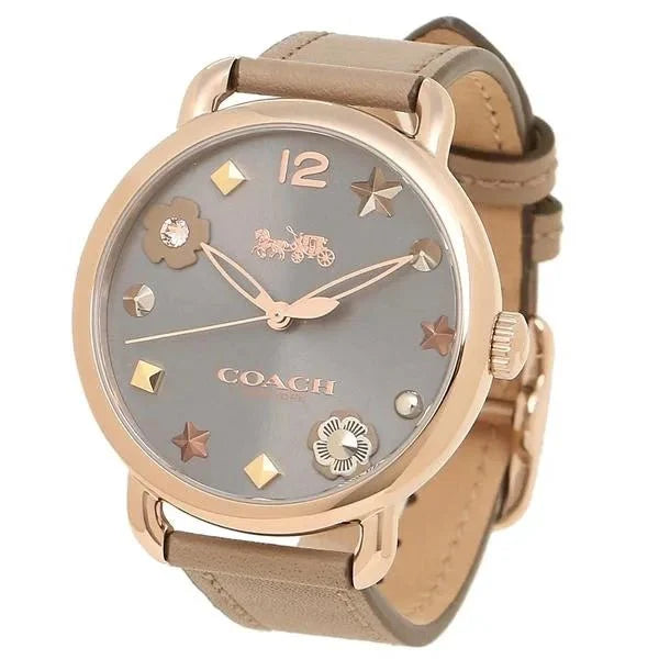 Coach Delancey Grey Dial Grey Leather Strap Watch For Women - 14502797 Buy Now By Coach