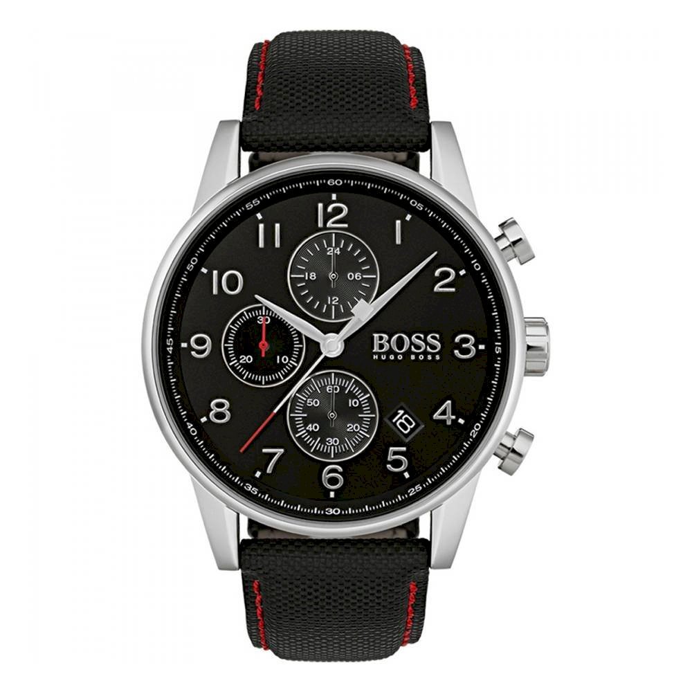 Hugo Boss Navigator Black Dial Black Leather Strap Watch for Men - 1513535 Buy Now By Hugo Boss