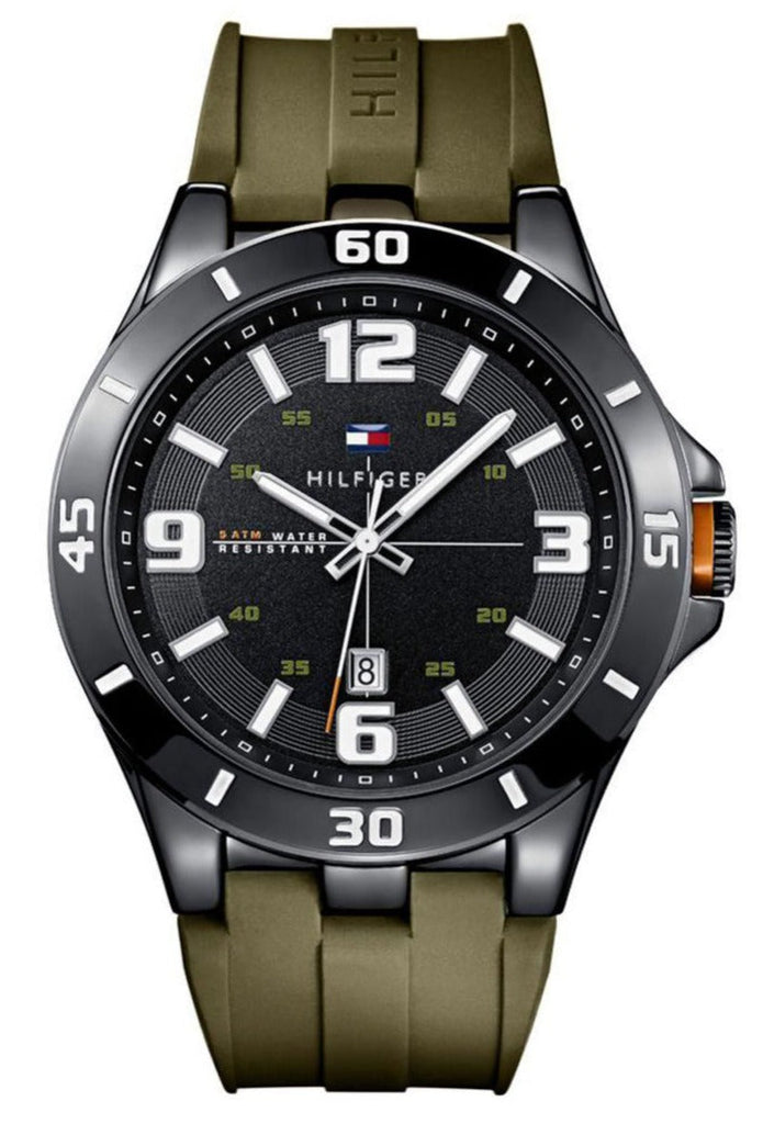Tommy Hilfiger Drew Black Dial Green Rubber Strap Watch for Men - 1791065 Buy Now By Tommy Hilfiger