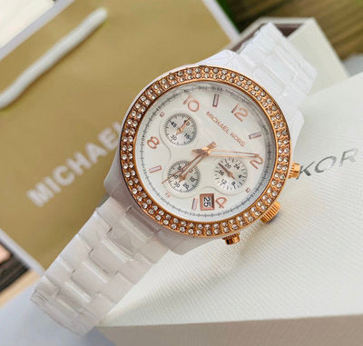 Michael Kors Ceramic White Dial White Steel Strap Watch for Women - MK5269 Buy Now By Michael Kors