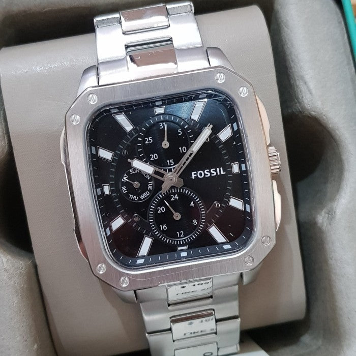 Fossil Inscription Multifunction Black Dial Silver Steel Strap Watch for Men - BQ2655 Buy Now By Fossil