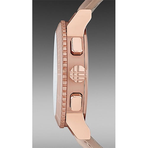 Burberry Chronograph Rose Gold Dial Beige Leather Strap Watch for Women - BU9704 Buy Now By Burberry