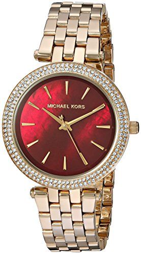 Michael Kors Darci Quartz Mother of Pearl Red Dial Gold Steel Strap Watch For Women - MK3583 Buy Now By Michael Kors