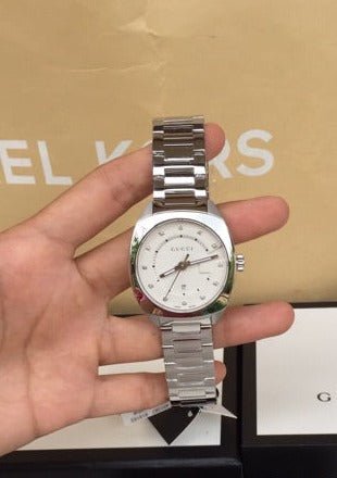Gucci GG2570 Diamonds White Dial Silver Steel Strap Watch For Women - YA142403 Buy Now By Gucci