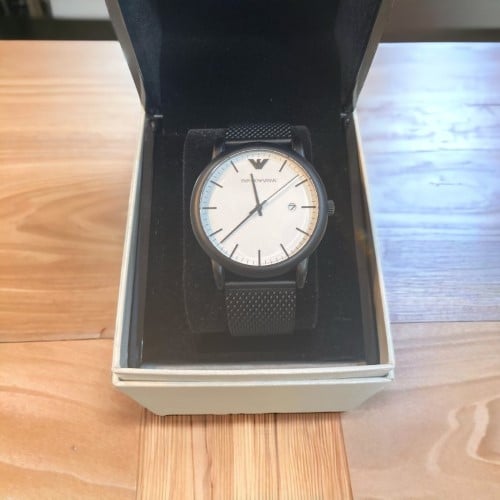 Emporio Armani Luigi White Dial Black Mesh Bracelet Watch For Men - AR11046 Buy Now By Emporio Armani