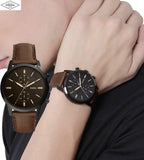 Fossil Townsman Chronograph Black Dial Brown Leather Strap Watch for Men - FS5437 Buy Now By Fossil
