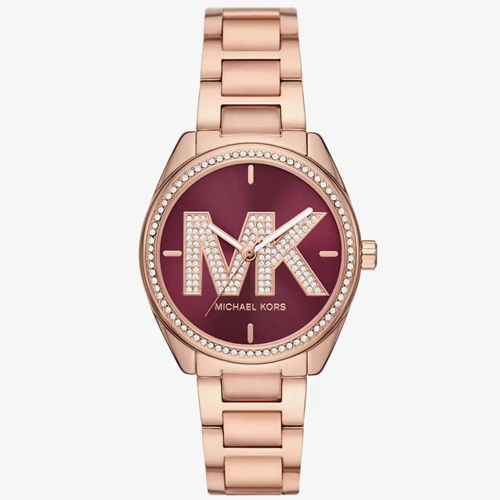 Michael Kors Janelle Quartz Maroon Dial Rose Gold Steel Strap Watch For Women - MK7382 Buy Now By Michael Kors