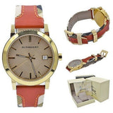 Burberry The City Gold Dial Orange Leather Strap Watch for Women - BU9016 Buy Now By Burberry