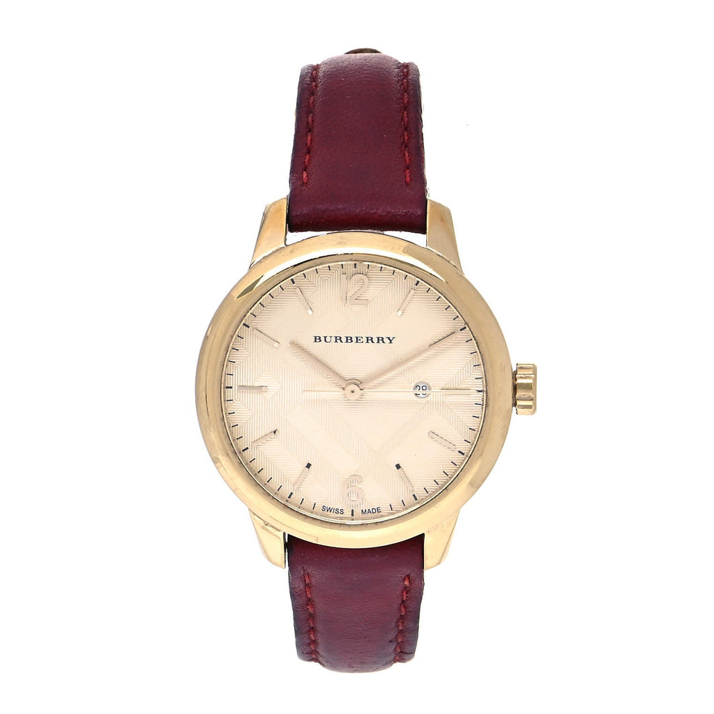 Burberry The Classic Gold Dial Red Leather Strap Watch for Women - BU10102 Buy Now By Burberry