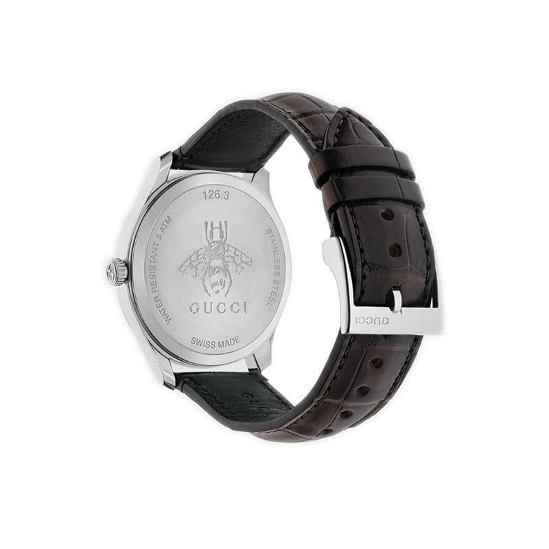 Gucci G-Timeless Sapphire Crystal White Dial Black Leather Strap Unisex Watch - YA126325 Buy Now By Gucci