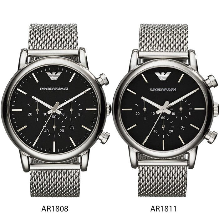 Emporio Armani Luigi Chronograph Black Dial Silver Mesh Bracelet Watch For Men - AR1811 Buy Now By Emporio Armani