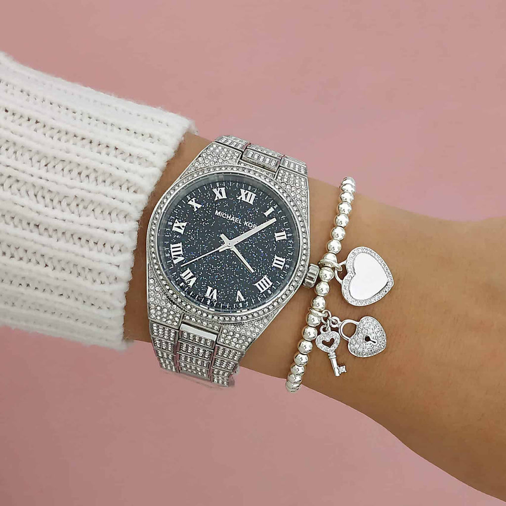 Michael Kors Channing Diamonds Black Dial Silver Steel Strap Watch for Women - MK6089 Buy Now By Michael Kors