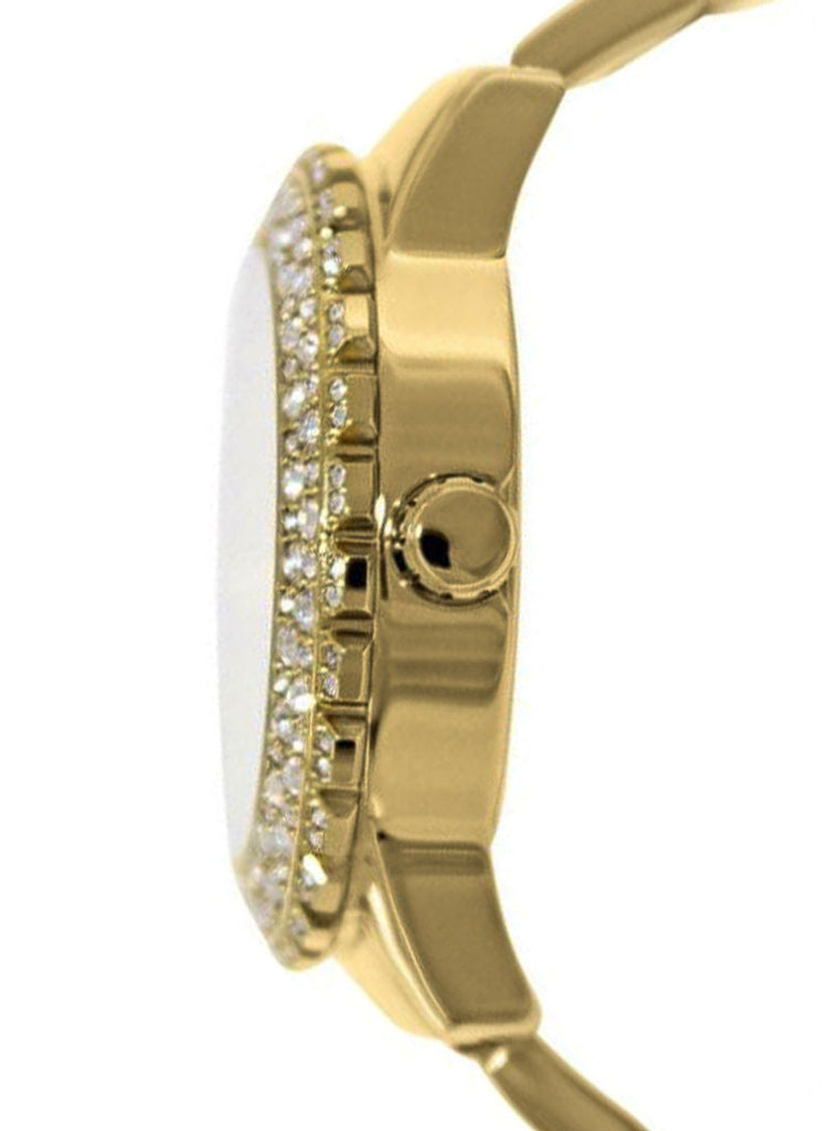 Guess Dazzler Diamonds Silver Dial Gold Steel Strap Watch for Women - W0335L2 Buy Now By Guess