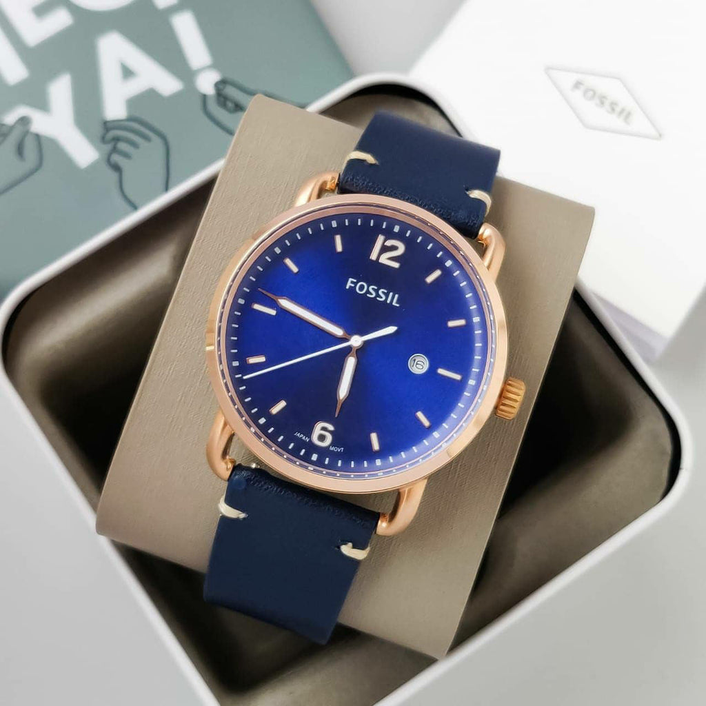 Fossil The Commuter Blue Dial Blue Leather Strap Watch for Men - FS5274 Buy Now By Fossil