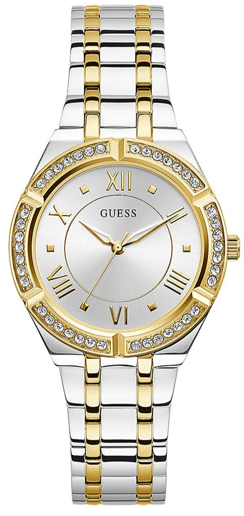 Guess Cosmo Diamonds Silver Dial Two Tone Steel Strap Watch for Women - GW0033L4 Buy Now By Guess