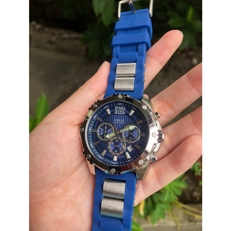 Guess Sport Multifunction Blue Dial Blue Rubber Strap Watch For Men - W0167G3 Buy Now By Guess
