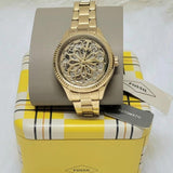 Fossil Rye Automatic Skeleton Gold Dial Gold Steel Strap Watch for Women - BQ3755 Buy Now By Fossil