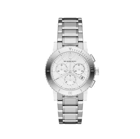 Burberry City Chronograph White Dial Silver Steel Strap Watch For Women - BU9700 Buy Now By Burberry