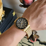 Fossil FB-01 Chronograph Black Dial Gold Steel Strap Watch for Men - FS5836 Buy Now By Fossil