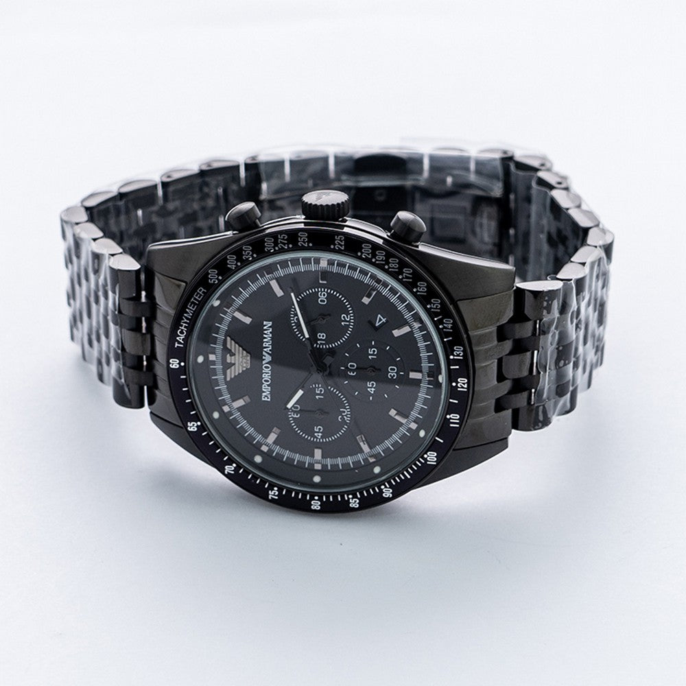 Emporio Armani Tazio Chronograph Black Dial Black Steel Strap Watch For Men - AR5989 Buy Now By Emporio Armani