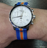Tissot Quickster Chronograph NBA New York Kicks White Dial Multicolored Nato Strap Watch For Men - T095.417.17.037.06 Buy Now By Tissot