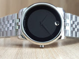 Movado Museum Classic Black Dial Silver Steel Strap Watch For Men - 606504 Buy Now By Movado