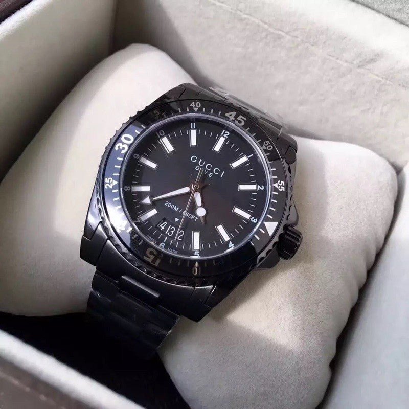 Gucci Dive Quartz Black Dial Black Steel Strap Watch For Men - YA136205 Buy Now By Gucci