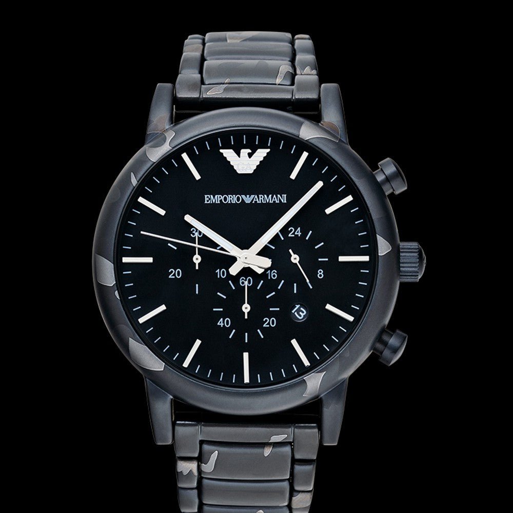 Emporio Armani Luigi Chronograph Black Dial Black Steep Strap Watch For Men - AR11045 Buy Now By Emporio Armani