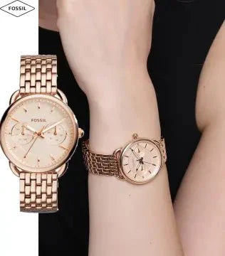 Fossil Tailor Rose Gold Dial Rose Gold Stainless Steel Strap Watch for Women - ES3713 Buy Now By Fossil