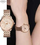 Fossil Tailor Rose Gold Dial Rose Gold Stainless Steel Strap Watch for Women - ES3713 Buy Now By Fossil