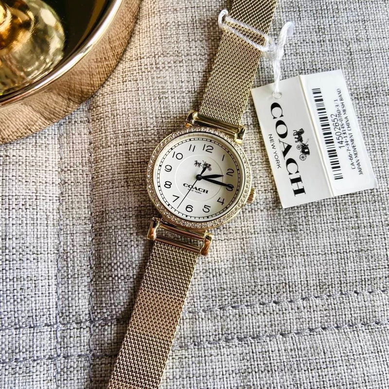 Coach Madison White Dial Gold Mesh Bracelet Watch for Women - 14502652 Buy Now By Coach