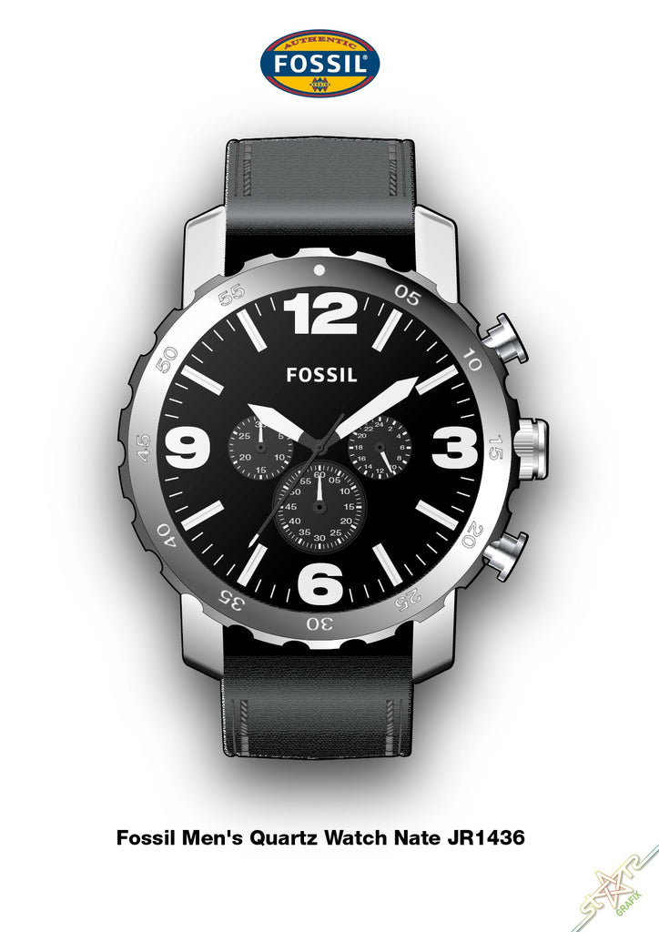 Fossil Nate Chronograph Black Dial Black Leather Strap Watch for Men - JR1436 Buy Now By Fossil