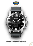 Fossil Nate Chronograph Black Dial Black Leather Strap Watch for Men - JR1436 Buy Now By Fossil