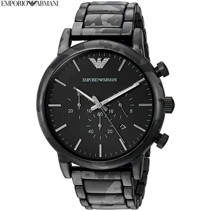 Emporio Armani Luigi Chronograph Black Dial Black Steep Strap Watch For Men - AR11045 Buy Now By Emporio Armani