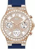 Guess Moonlight Diamonds White Dial Blue Rubber Strap Watch for Women - GW0257L3 Buy Now By Guess