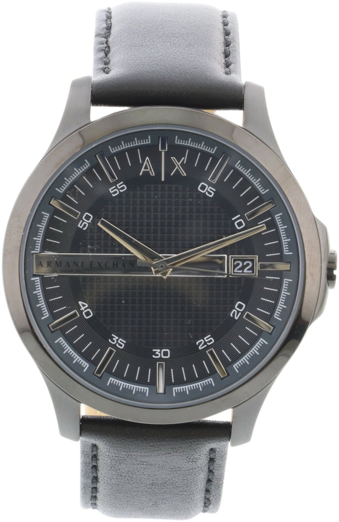 Armani Exchange Hampton Quartz Blue Dial Black Leather Strap Watch for Men - AX2411 Buy Now By Armani Exchange