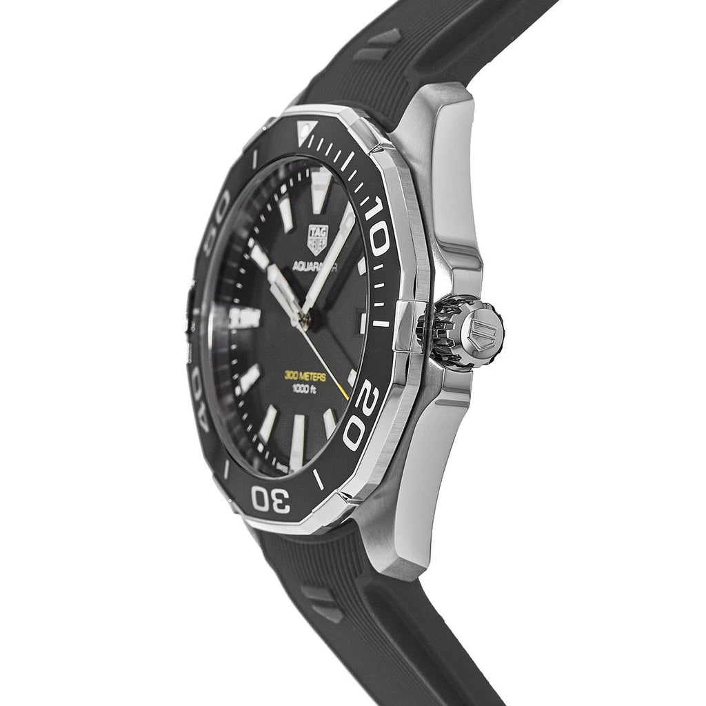 Tag Heuer Aquaracer Quartz Black Dial Black Rubber Strap Watch for Men - WAY101A.FT6141 Buy Now By Tag Heuer