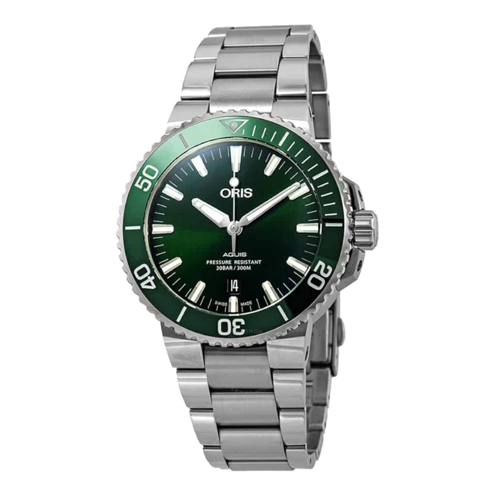 Oris Aquis Date Green Dial Silver Steel Strap Watch for Men - 0173377304157-0782405PEB Buy Now By Oris